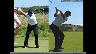 Jon Rahm golf swing  Long Iron faceon amp downtheline July 2017 [upl. by Ilenay]