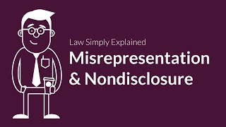 Misrepresentation and Nondisclosure  Contracts  Defenses amp Excuses [upl. by Gimpel]