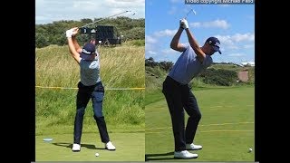 Justin Thomas golf swing  Long Iron faceon amp downtheline July 2017 [upl. by Legnaleugim594]