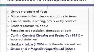 Misrepresentation Lecture 1 of 4 [upl. by Alleinnad79]